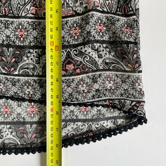 Mudd Women's Paisley Sheer Top Shirt Medium Y2K Black Soft Rose Boho Festival - Picture 10 of 16